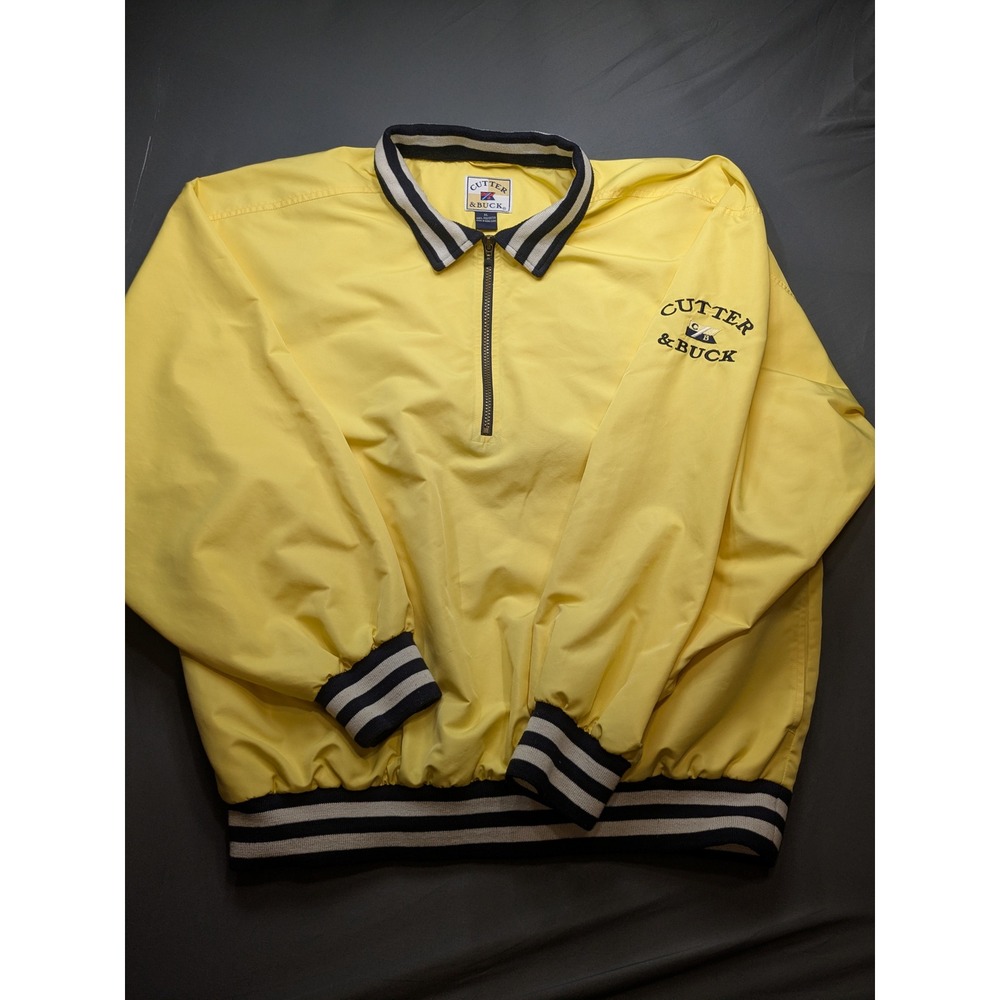 Vintage Cutter & Buck Mens XL Yellow ClimaGuard Quarter Zip Windbreaker Jacket